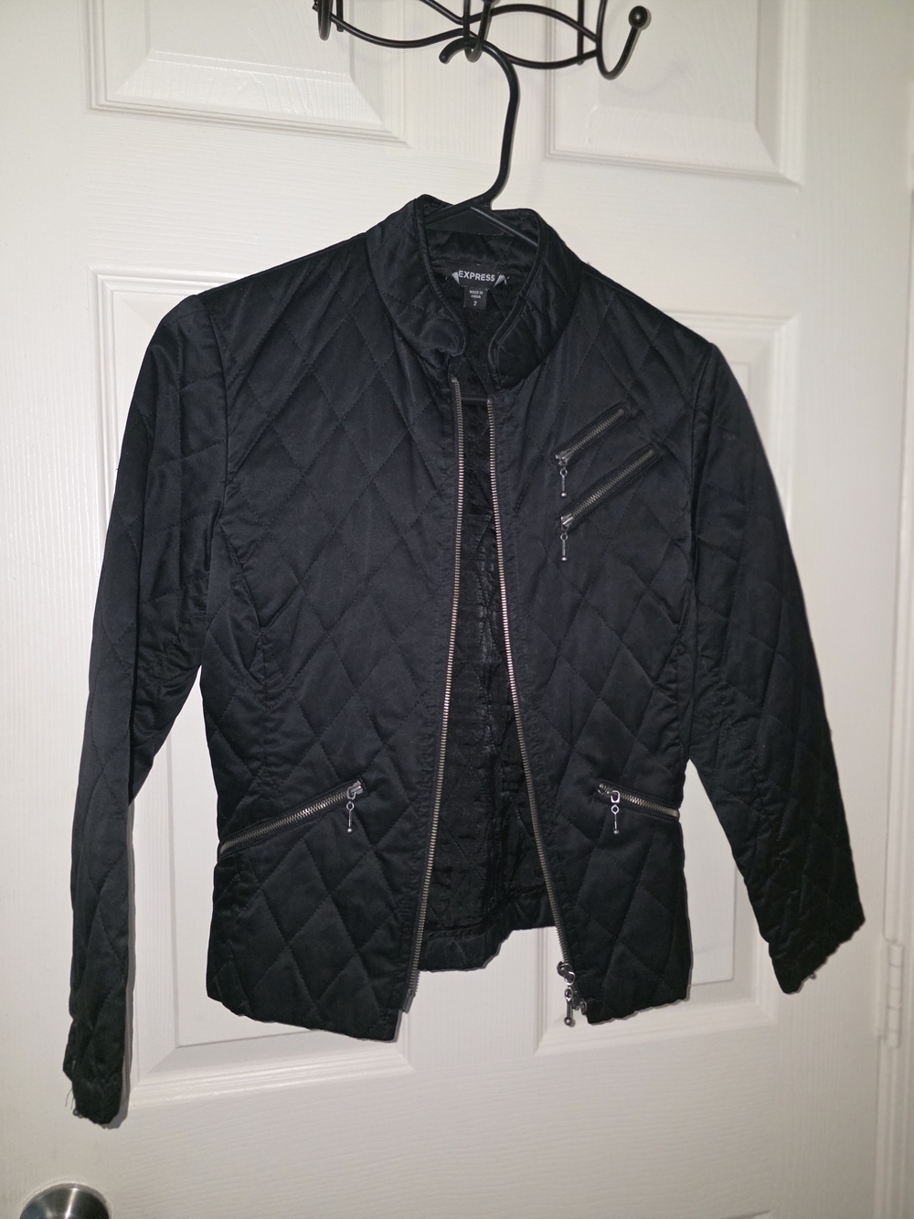Express Women's Black Quilted Utility Jacket